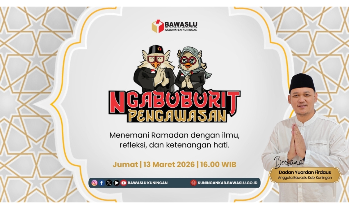 #NgabuburitPengawasan Bawaslu Kab. Kuningan, Episode 5. Bersama Dadan Yuardan Firdaus (Anggota Bawaslu Kab. Kuningan) dengan tema Integritas Pengawas Pemilu sebagai Fondasi Demokrasi.
